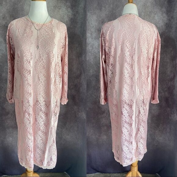 POL Pink Lace Shift 3/4 Sleeve Dress - Picture 2 of 12